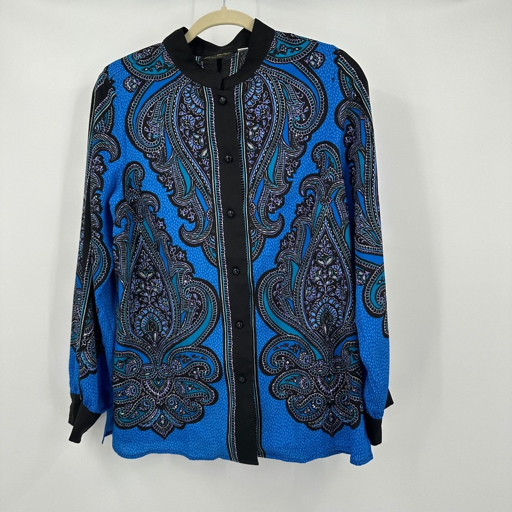 Bob Mackie Wearable Art Womens Maximalist Art Deco Top Size M Boho Eclectic Bold